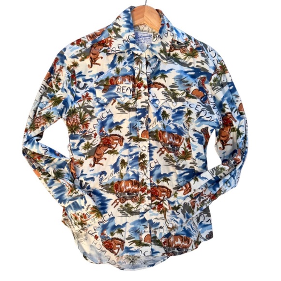 Rockmount Ranch Wear Tops - Rockmount Ranch Hawaiian Western Snap Front Shirt Small NWT